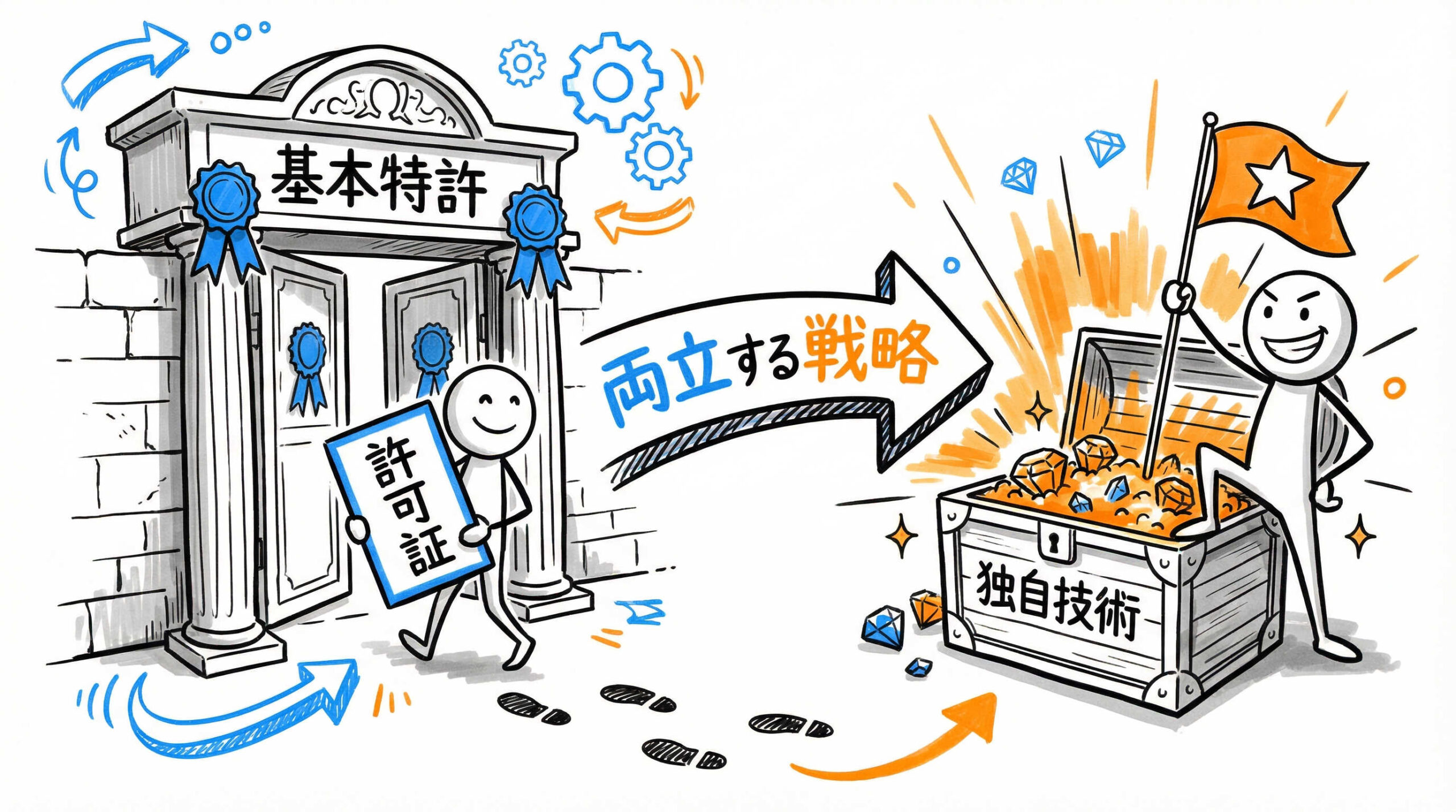 iPS細胞の産業応用における知財戦略の結論：基本特許のクリアランスと独自技術の権利化の両立